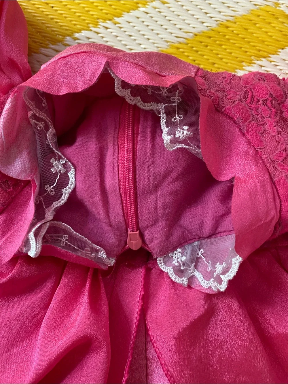 Girls Fuchsia Satin Party Dress with Lace Bodice